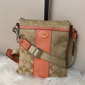 Coach Beige and Coral Crossbody Bag